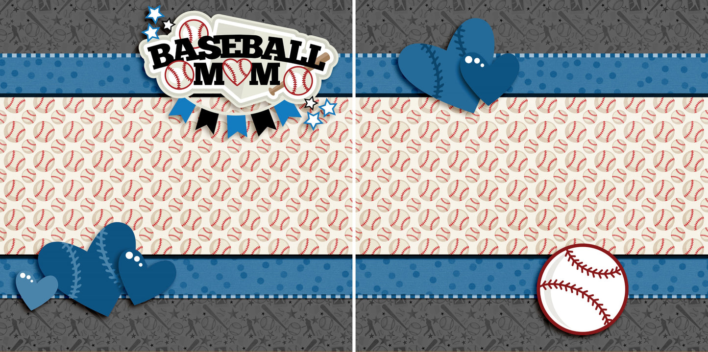 Baseball Fever NPM - Set of 5 Double Page Scrapbook Layouts - 1295
