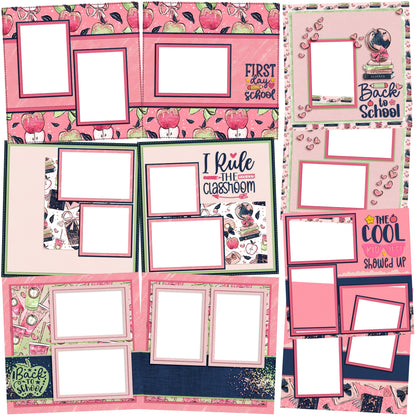 Back to School Pink EZ Quick Pages -  Digital Bundle - 10 Digital Scrapbook Pages - INSTANT DOWNLOAD