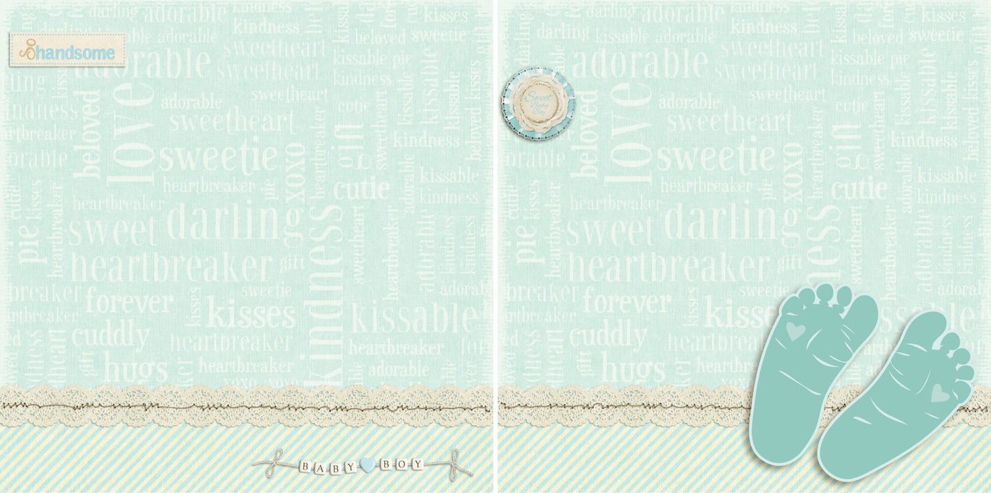 Adorable Baby Boy NPM - Set of 5 Double Page Layouts - 1350