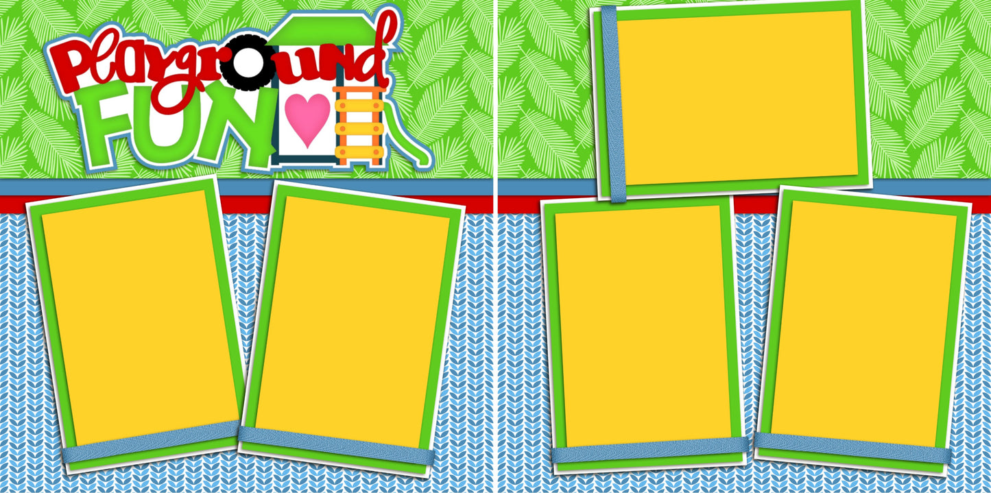 Playtime Girl - Set of 5 Double Page Scrapbook Layouts - 1200
