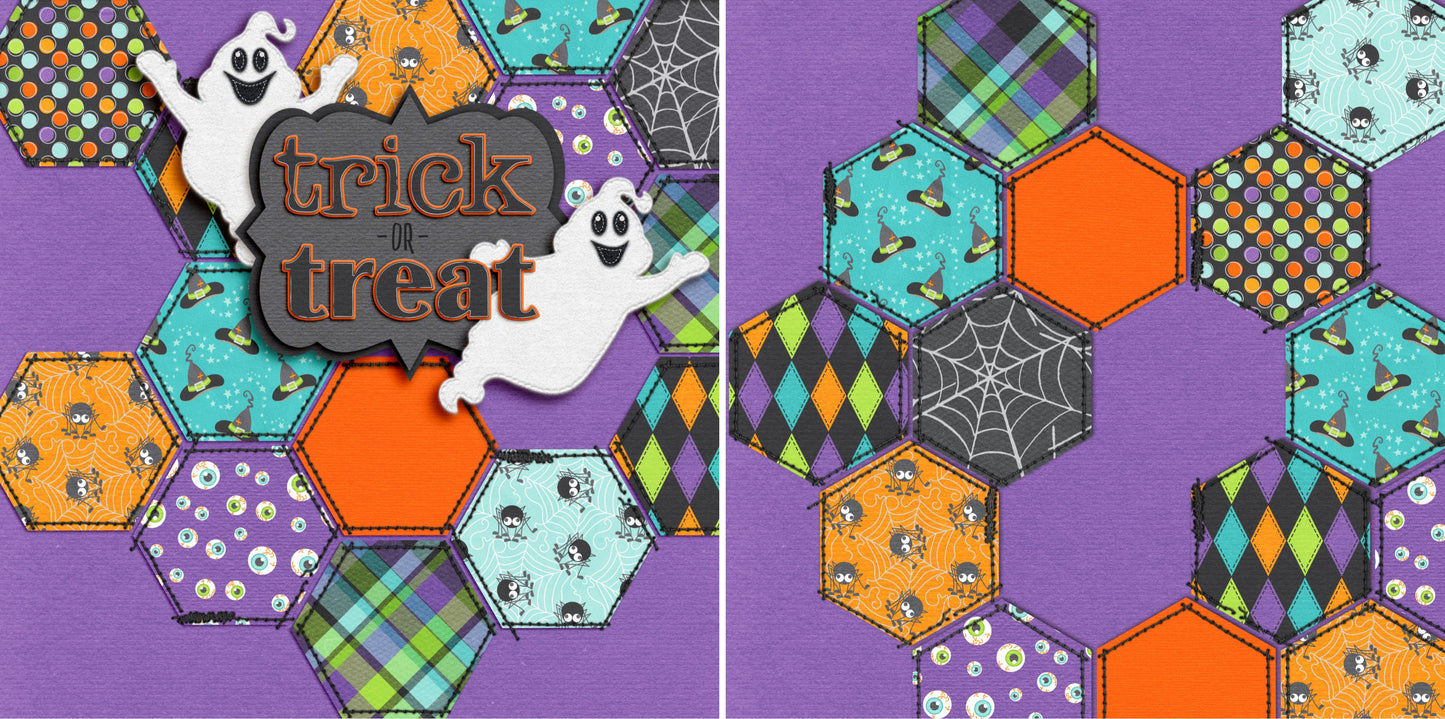 Trick or Treat NPM - Set of 5 Double Page Scrapbook Layouts - 1310