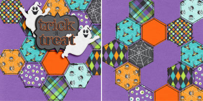 Trick or Treat NPM - Set of 5 Double Page Scrapbook Layouts - 1310