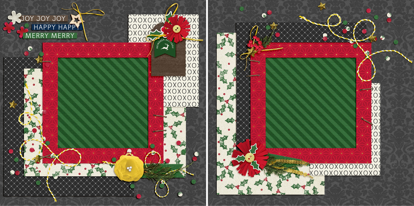 Christmas Glitter - Set of 5 Double Page Layouts - 1411