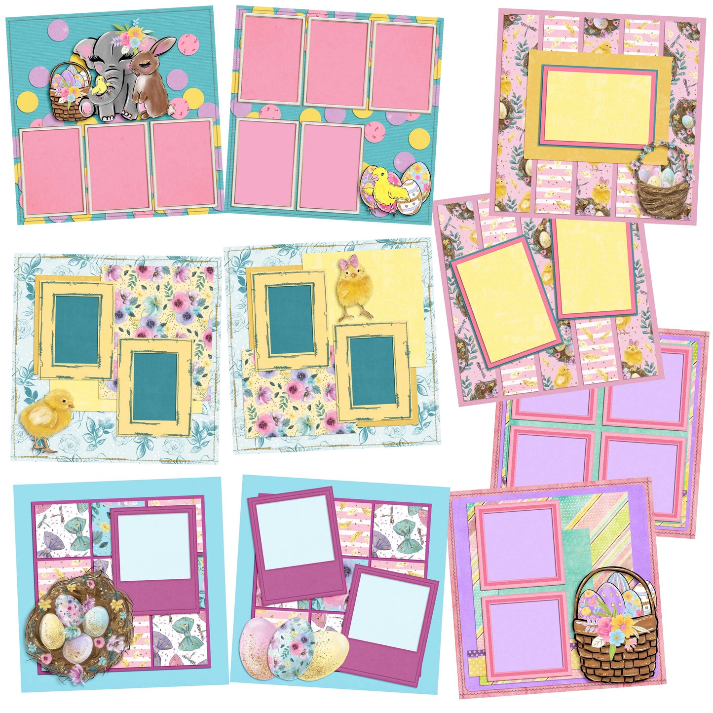 Easter Cuties Set of 5 Double Page Layouts