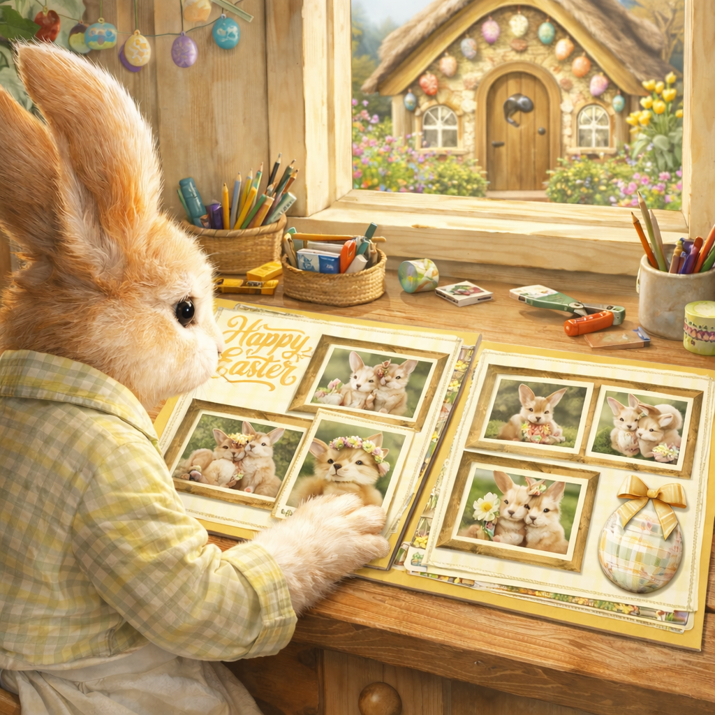 Happy Easter Yellow Cottagecore - Scrapbook Layout - 26-124