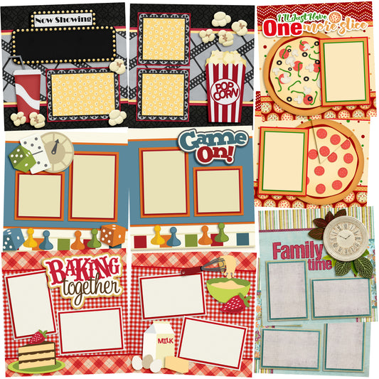 Family Night - Set of 5 Double Page Layouts - 1226