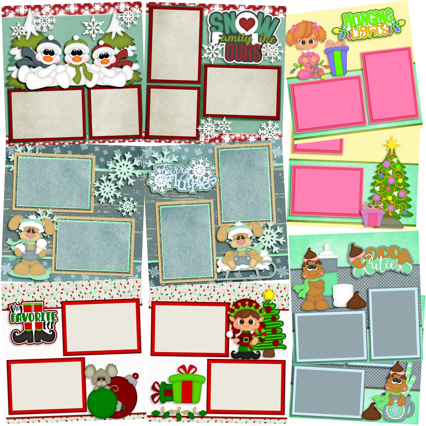 Favorite Elf - Set of 5 Double Page Scrapbook Layouts - 1327