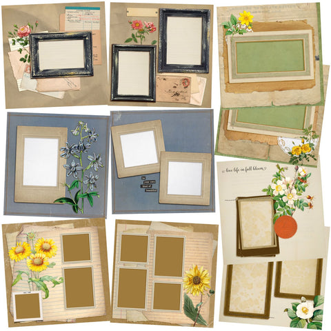 Full Bloom - Set of 5 Double Page Layouts - 1536