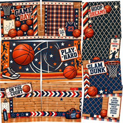 Basketball Play Hard NPM Set of 5 Double Page Layouts - 26-1057