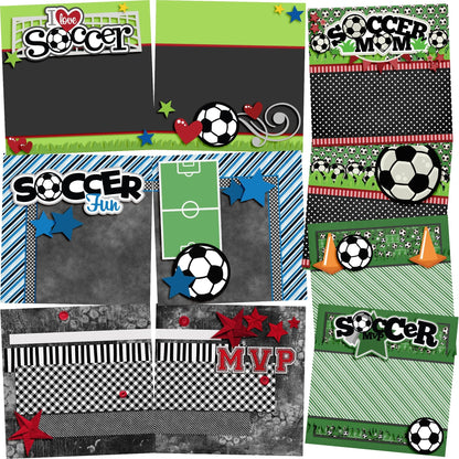 Soccer Fun NPM - Set of 5 Double Page Scrapbook Layouts - 1306