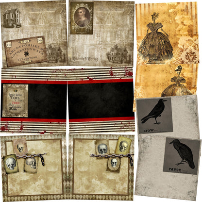 Haunted House NPM - Set of 5 Double Page Scrapbook Layouts - 1277