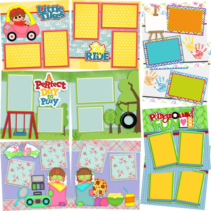 Playtime Girl - Set of 5 Double Page Scrapbook Layouts - 1200