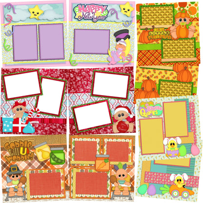 Baby Girl Holiday - Set of 5 Double Page Scrapbook Layouts - 1241