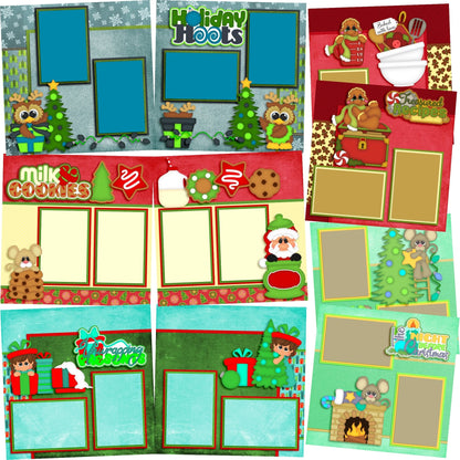 Holiday Hoots - Set of 5 Double Page Scrapbook Layouts - 1192