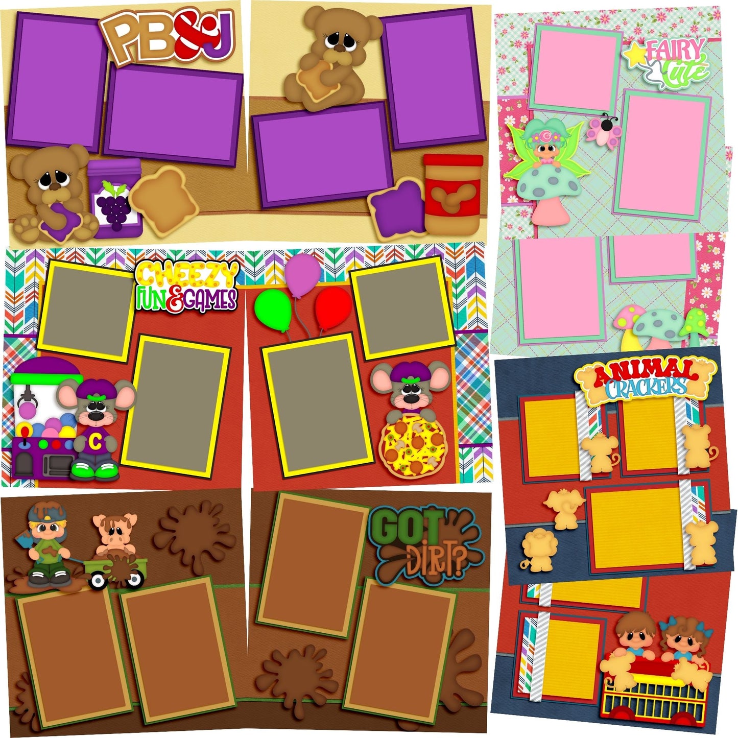 Just for Kids - Set of 5 Double Page Scrapbook Layouts - 1280