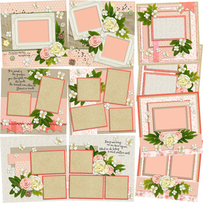 Pretty in Pink - Set of 5 Double Page Scrapbook Layouts - 1164