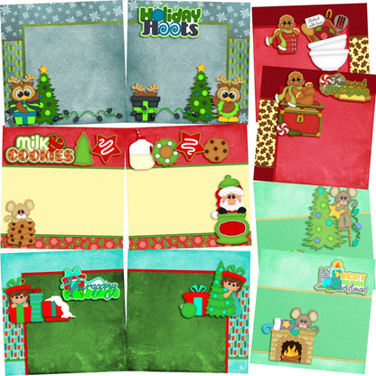 Holiday Hoots NPM - Set of 5 Double Page Scrapbook Layouts - 1206