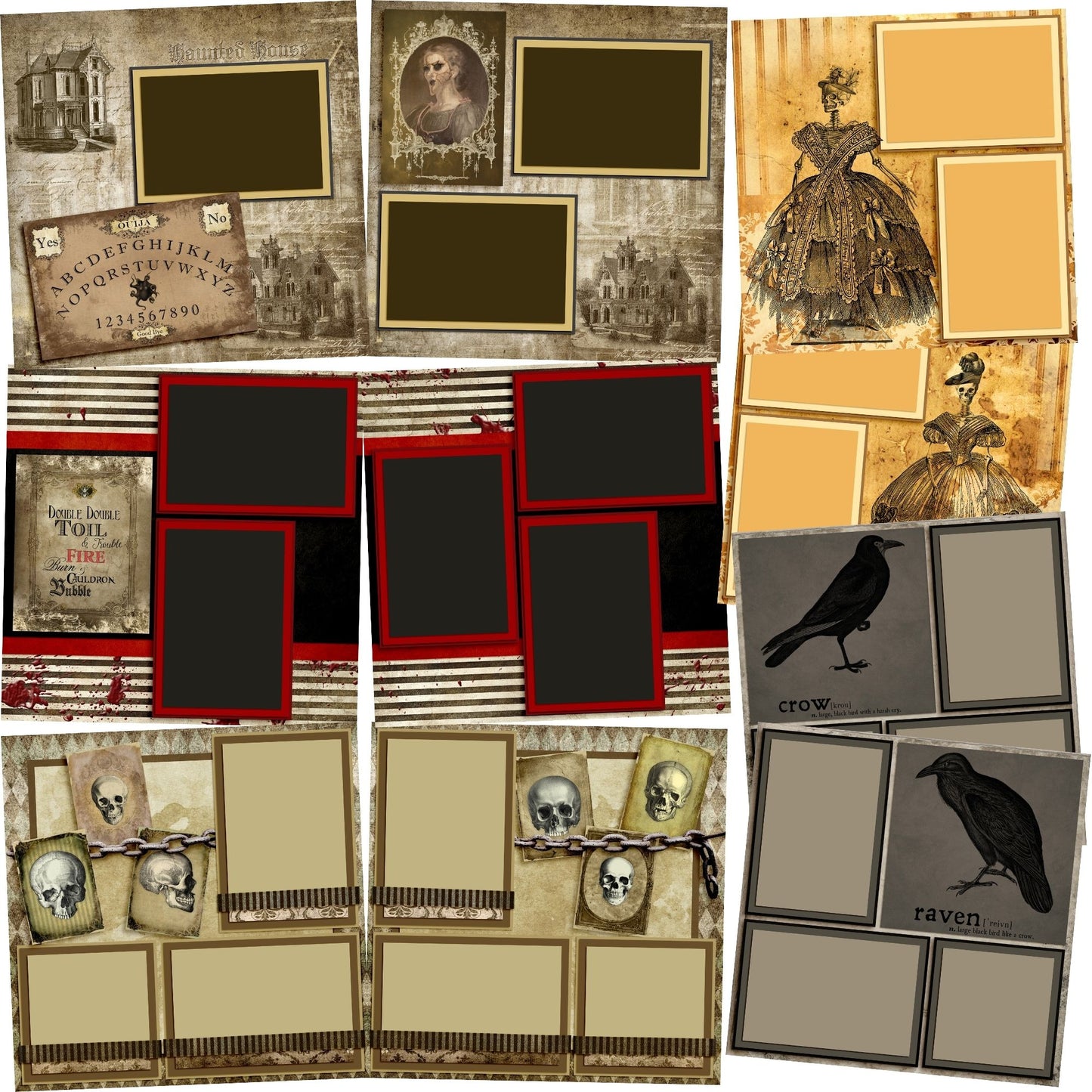 Haunted House - Set of 5 Double Page Scrapbook Layouts - 1276