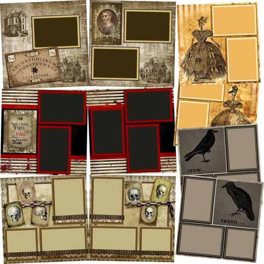 Haunted House - Set of 5 Double Page Scrapbook Layouts - 1276