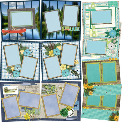 At the Lake - Set of 5 Double Page Scrapbook Layouts - 1160