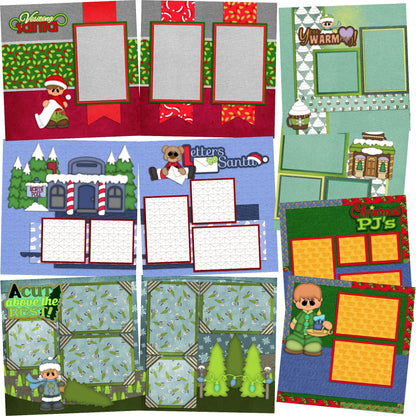 Visiting Santa Boy - Set of 5 Double Page Scrapbook Layouts - 1092