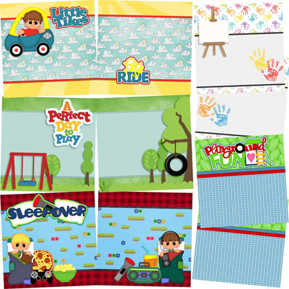 Playtime Boy NPM - Set of 5 Double Page Scrapbook Layouts - 1213