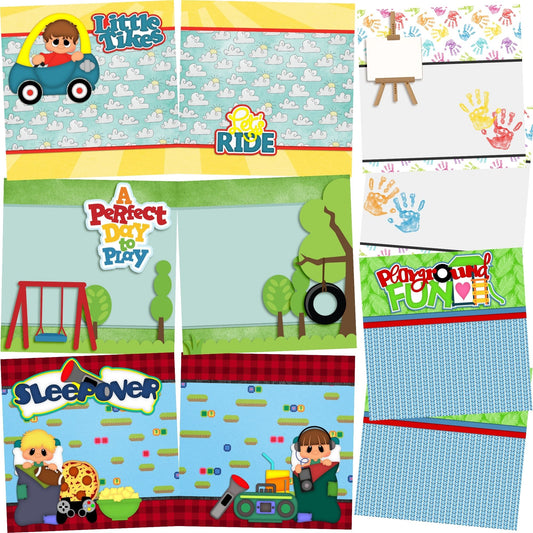 Playtime Boy NPM - Set of 5 Double Page Scrapbook Layouts - 1213