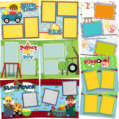 Playtime Boy - Set of 5 Double Page Scrapbook Layouts - 1199