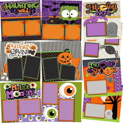 Too Cute to Spook - Set of 5 Double Page Scrapbook Layouts - 1175