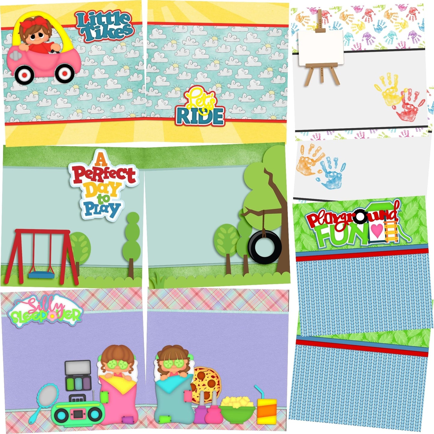 Playtime Girl NPM - Set of 5 Double Page Scrapbook Layouts - 1214