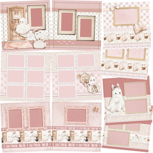 Ghost Room - Halloween - Set of 5 Double Page Scrapbook Layouts - 26-1058