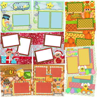 Baby Boy Holiday - Set of 5 Double Page Scrapbook Layouts - 1240
