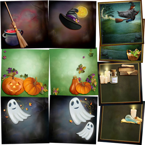 Halloween Magic NPM - Set of 5 Double Page Layouts - 1366