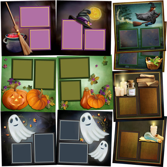 Halloween Magic - Set of 5 Double Page Layouts - 1365