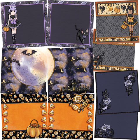 Halloween Moonlight NPM - Set of 5 Double Page Layouts - 1807