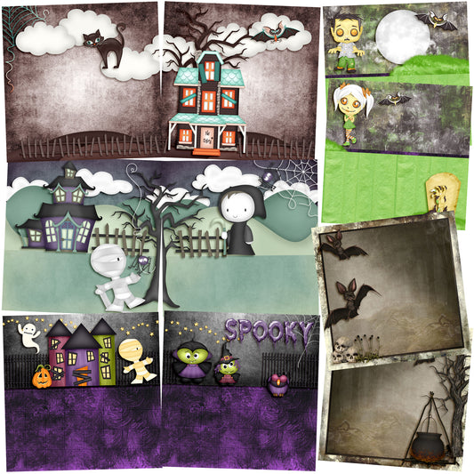 Jeepers Creepers -  EZ Background Pages -  Digital Bundle - 10 Digital Scrapbook Pages - INSTANT DOWNLOAD