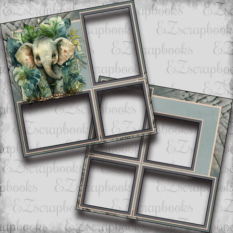 Jungle Babies Elephant - EZ Digital Scrapbook Pages - INSTANT DOWNLOAD