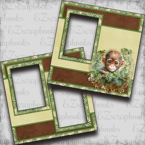 Jungle Babies Monkey - EZ Digital Scrapbook Pages - INSTANT DOWNLOAD