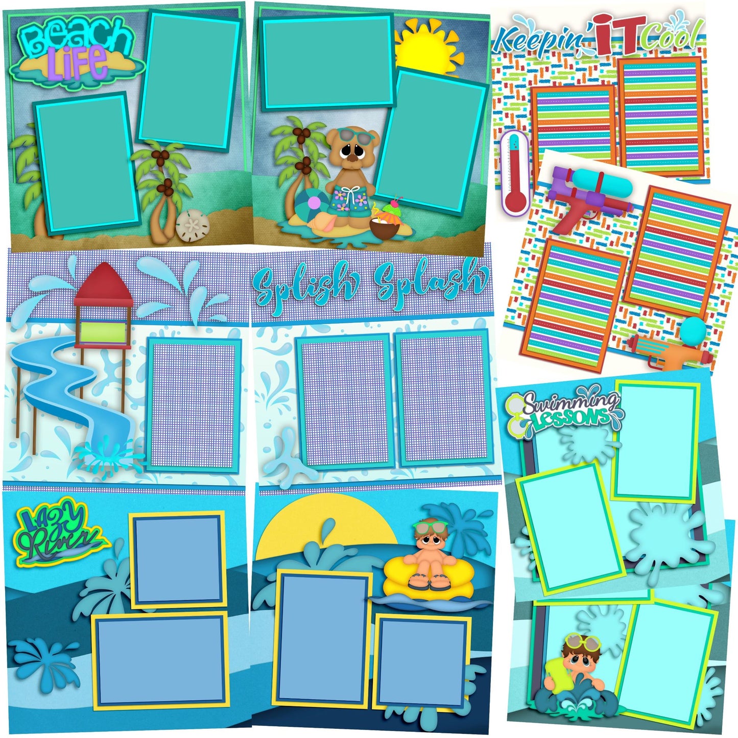 Keepin Cool Boy - Set of 5 Double Page Layouts - 1270