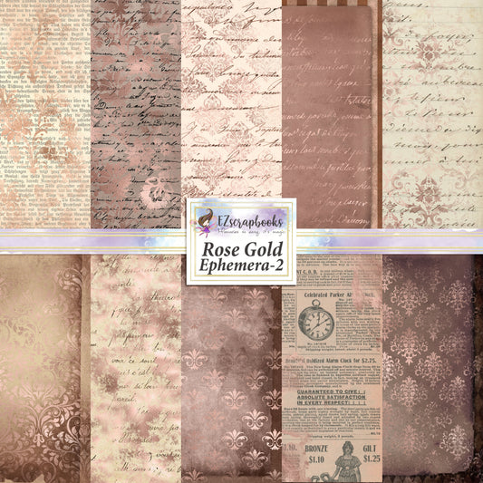 Rose Gold Ephemera 2 - 12X12 Paper Pack - 8167