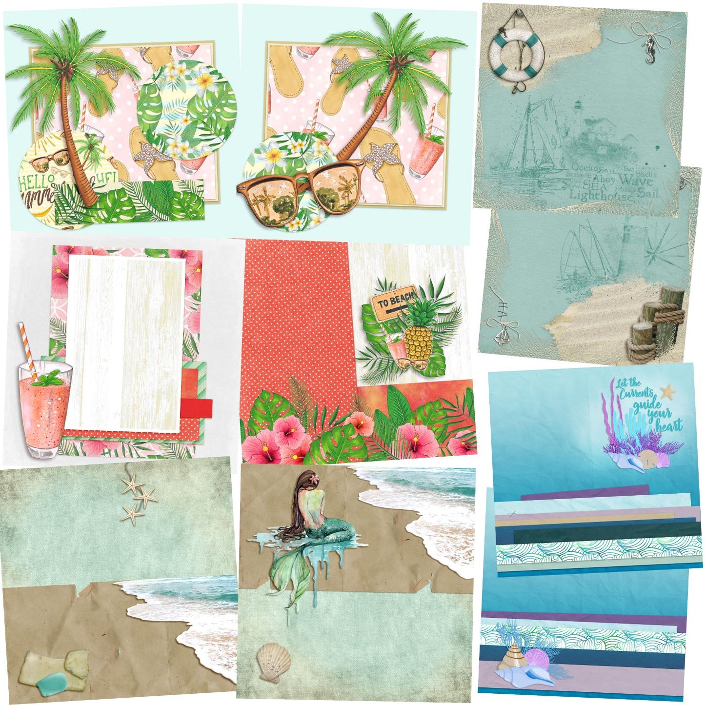 Beach Vibes NPM - Set of 5 Double Page Layouts - 1446