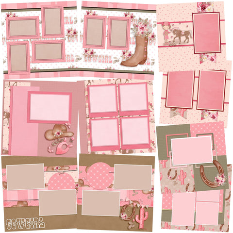 Little Cowgirl - Set of 5 Double Page Layouts - 1694