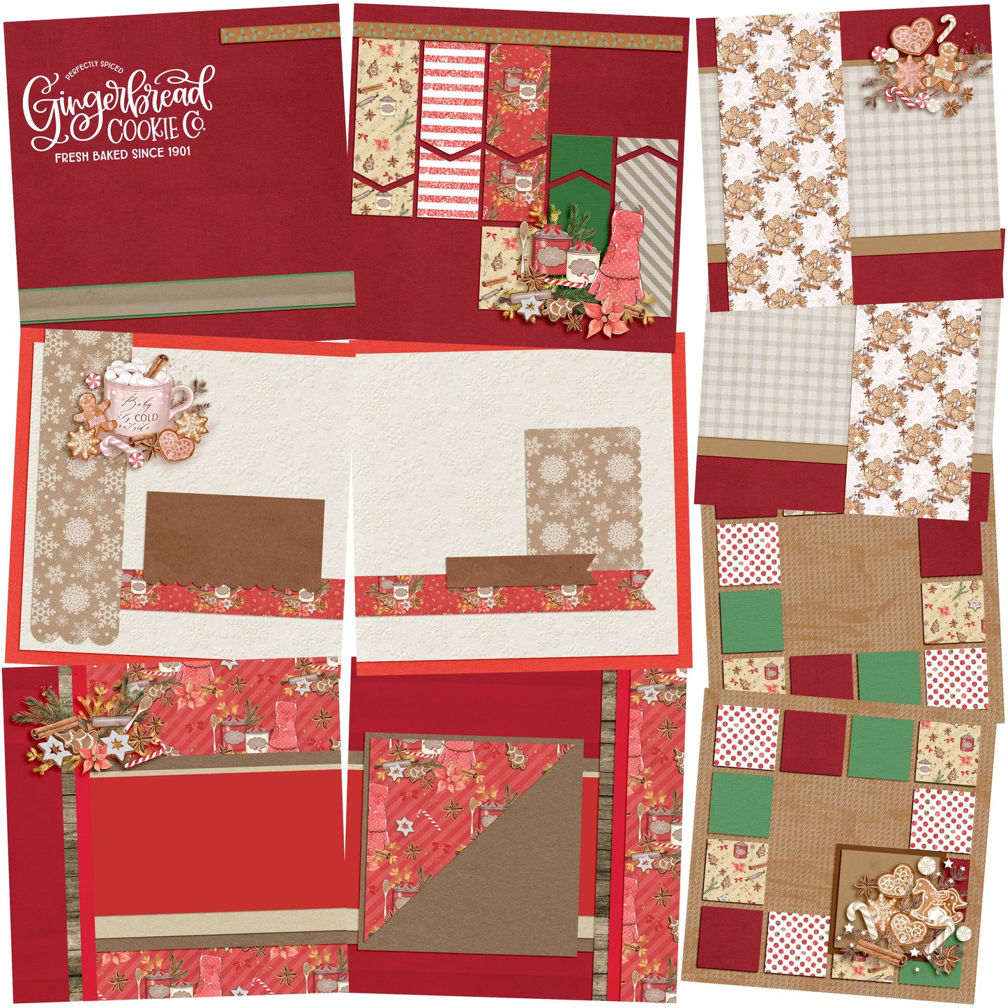 Christmas Kitchen - EZ Background Pages -  Digital Bundle - 10 Digital Scrapbook Pages - INSTANT DOWNLOAD