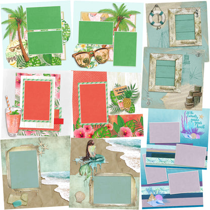 Beach Vibes - Set of 5 Double Page Layouts - 1445