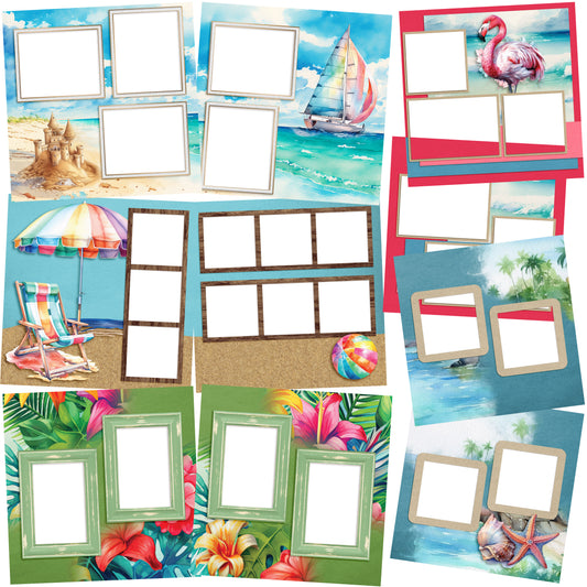 Summer at the Beach - EZ Quick Pages -  Digital Bundle - 10 Digital Scrapbook Pages - INSTANT DOWNLOAD