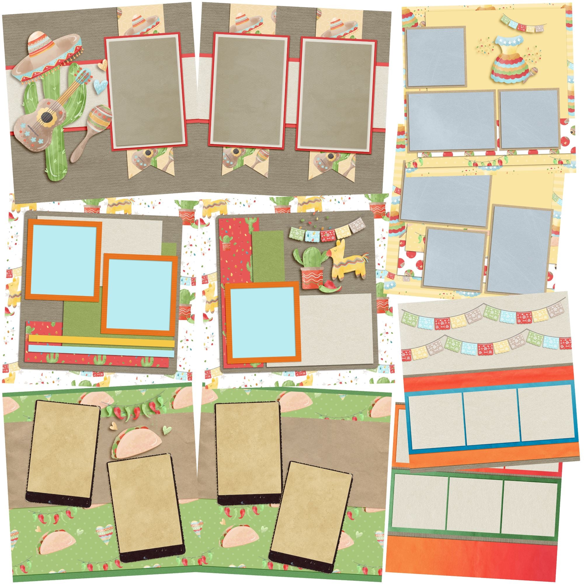 Fiesta - Set of 5 Double Page Layouts - 1696 – EZscrapbooks