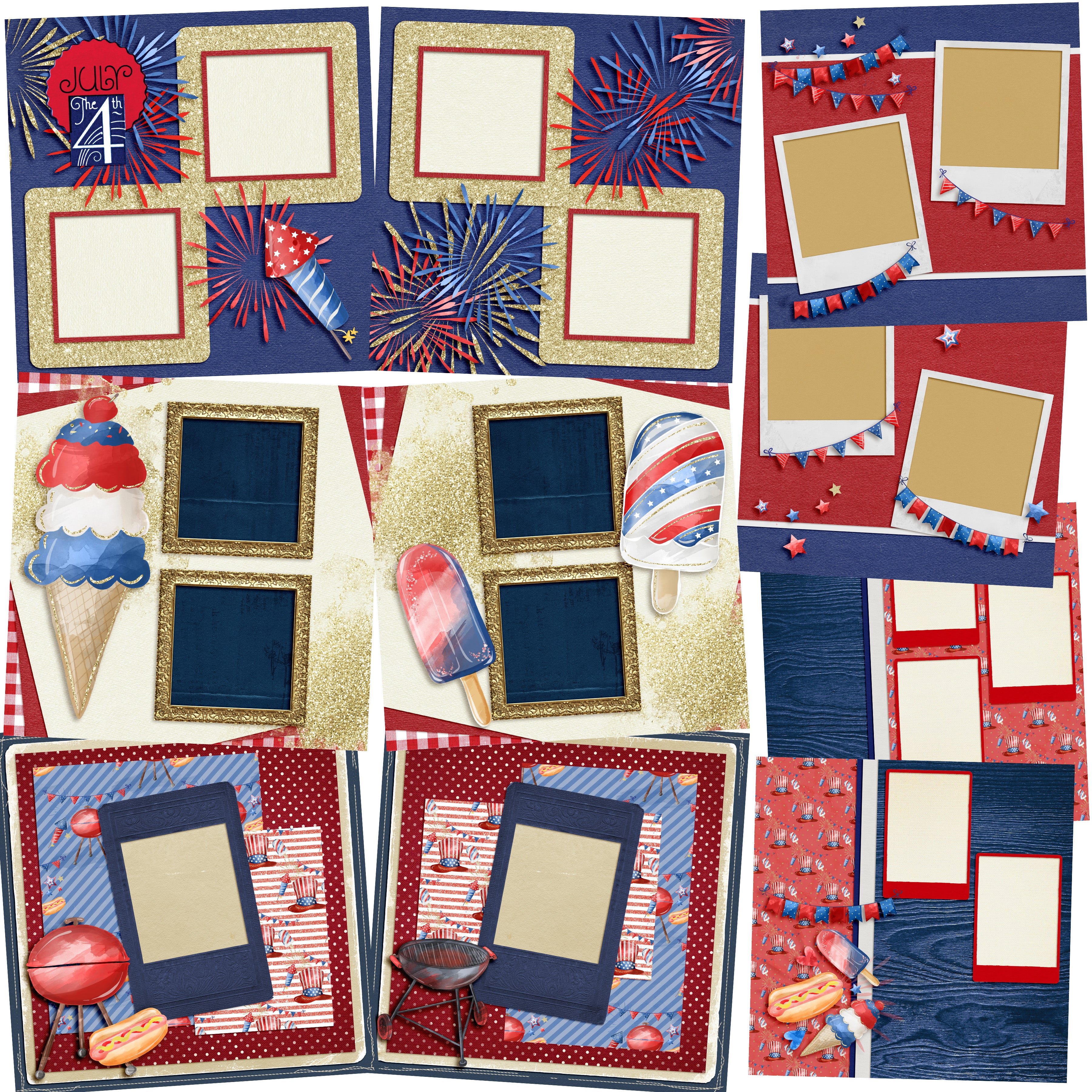 July the 4th Celebration - Set of 5 Double Page Layouts - 1582 ...
