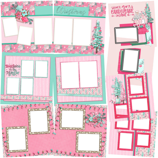 Peppermint Christmas EZ Quick Pages -  Digital Bundle - 10 Digital Scrapbook Pages - INSTANT DOWNLOAD