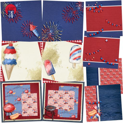 July the 4th Celebration NPM - Set of 5 Double Page Layouts - 1583