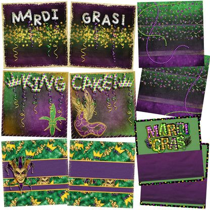 Mardi Gras Bling NPM - Set of 5 Double Page Layouts - 1567